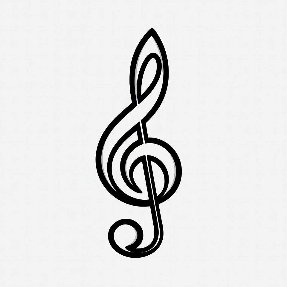 Black Treble Clef Outline Black Treble Clef Outline