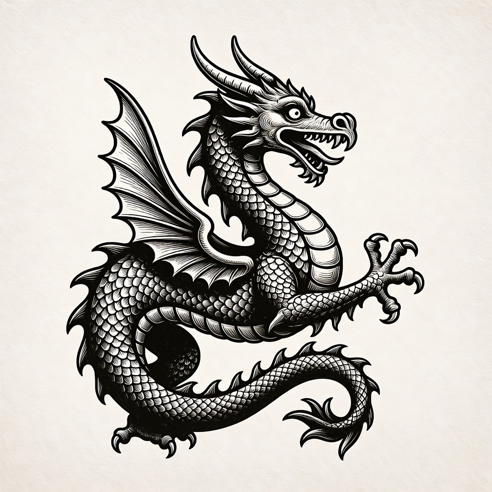 Black Ink Dragon Illustration Black Ink Dragon Illustration