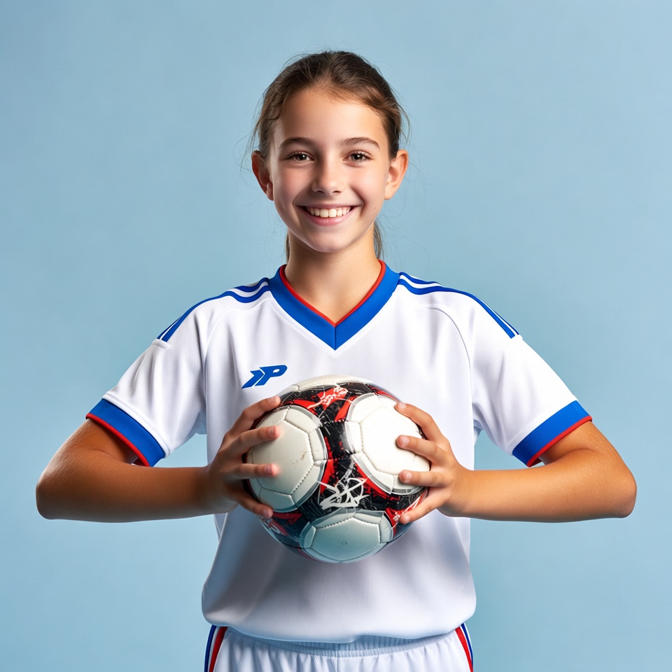 Girl holding soccer ball Girl holding soccer ball