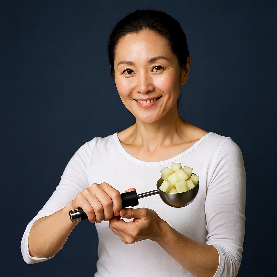 Asian woman holding tofu cubes Asian woman holding tofu cubes