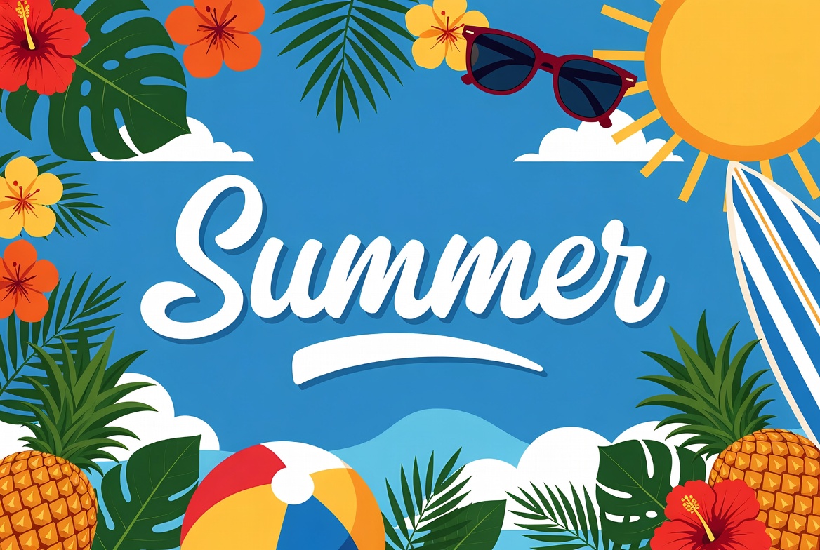 Summer Text with Beach Elements Summer Text with Beach Elements