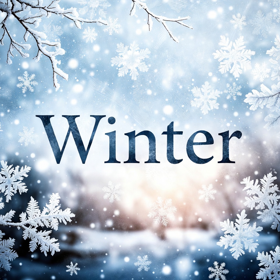 Winter Text with Snowy Branches Winter Text with Snowy Branches