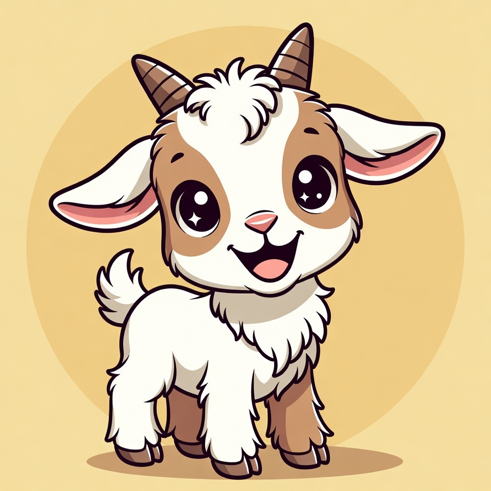 Cute cartoon baby goat smiling Cute cartoon baby goat smiling