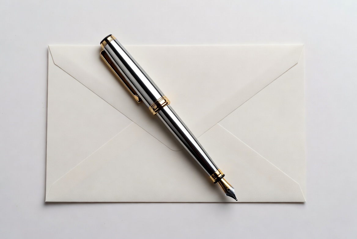 Silver pen on white envelope Silver pen on white envelope