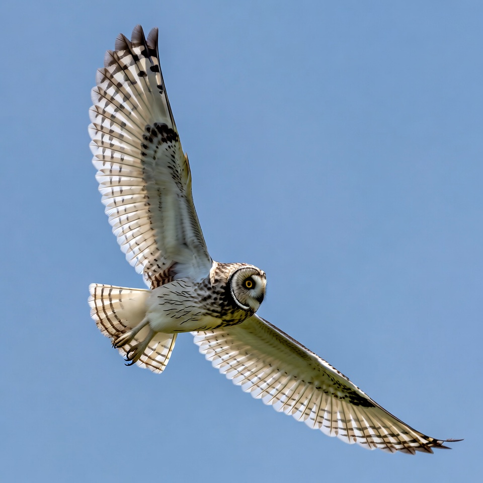 Short-eared Owl Flying in Sky Short-eared Owl Flying in Sky