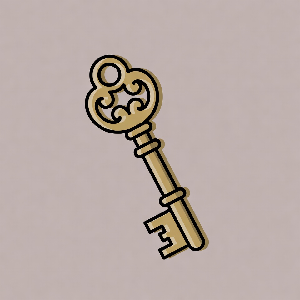 Golden ornate key illustration Golden ornate key illustration