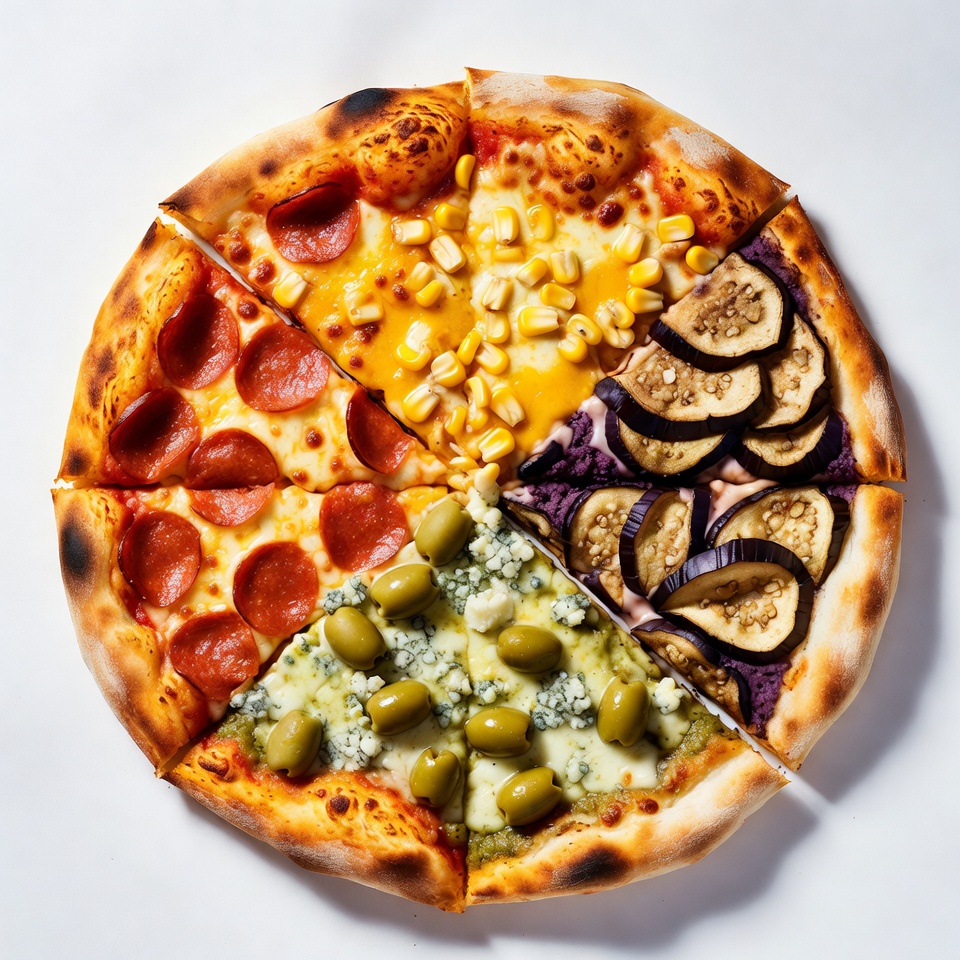 Four-Slice Pizza with Toppings Four-Slice Pizza with Toppings