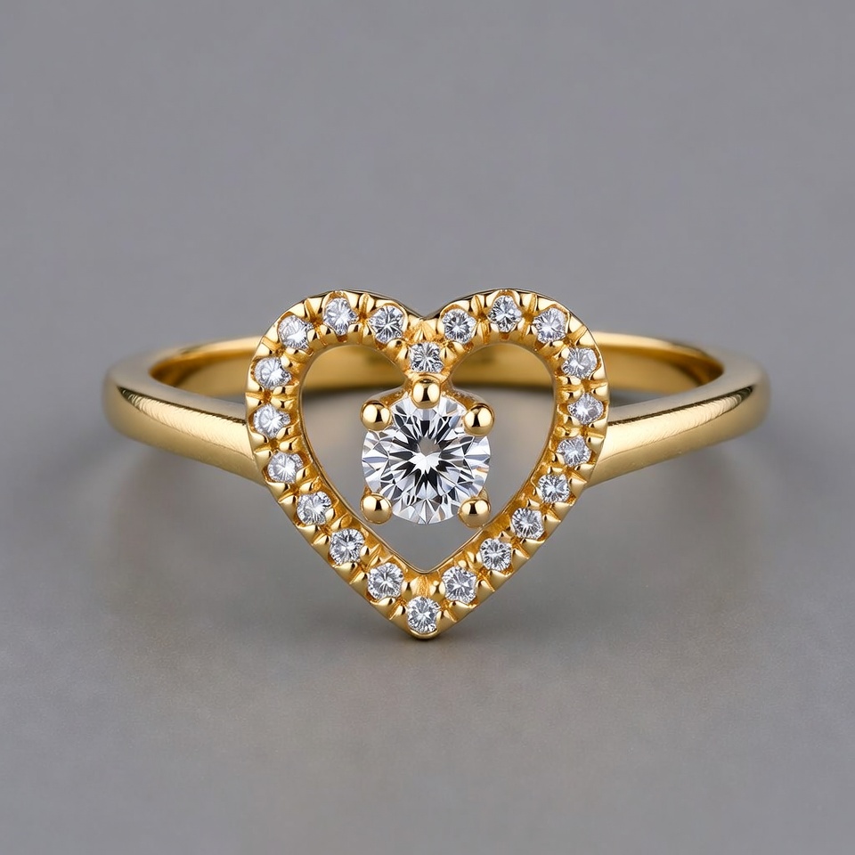 Gold Heart Diamond Engagement Ring Gold Heart Diamond Engagement Ring