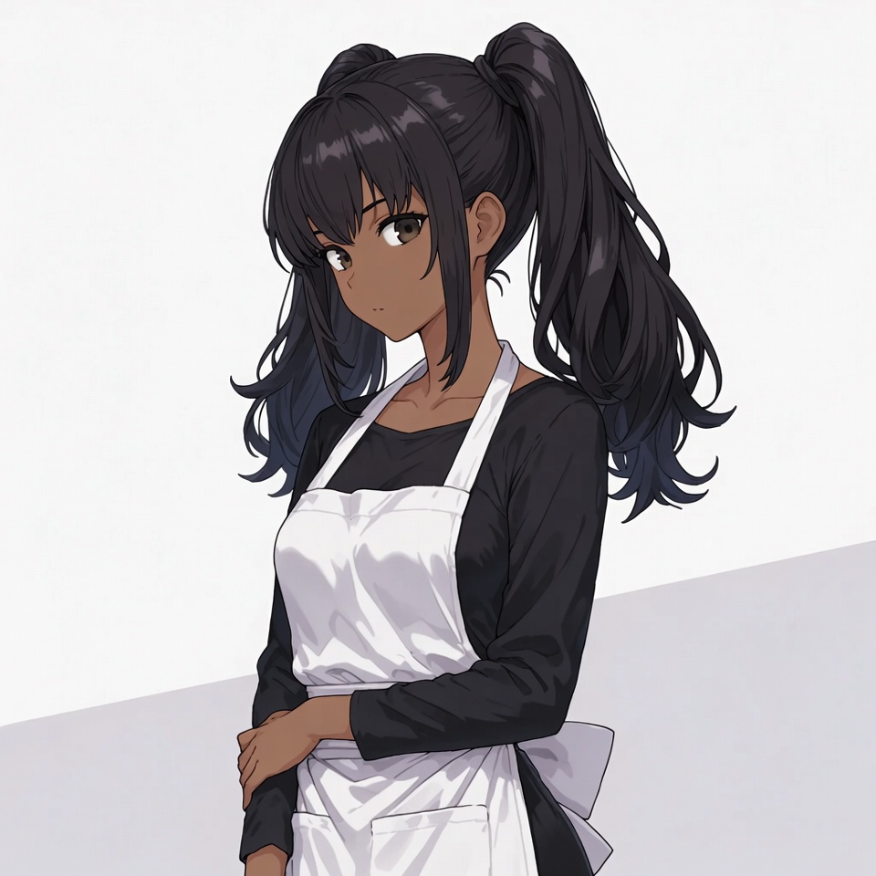 Anime girl in white apron Anime girl in white apron