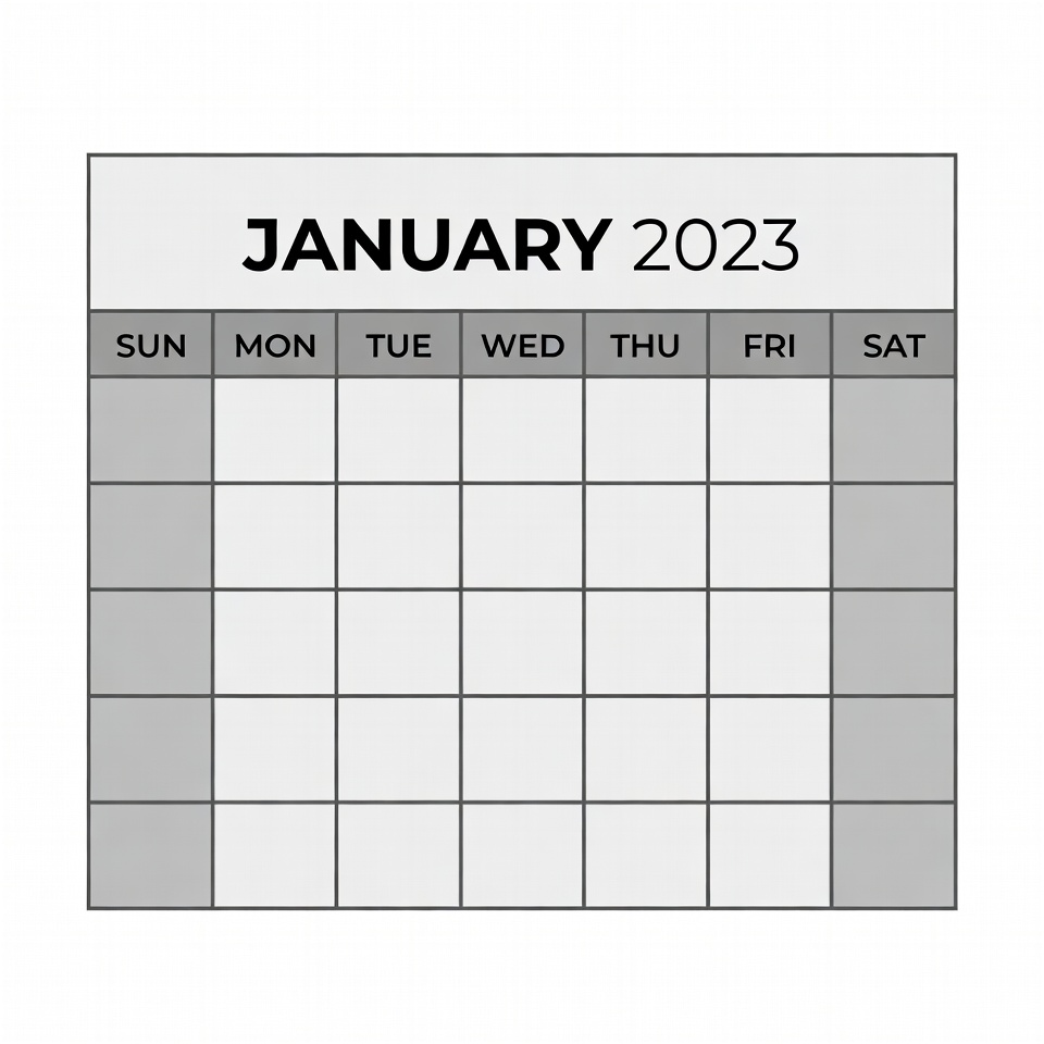 January 2023 Blank Calendar January 2023 Blank Calendar