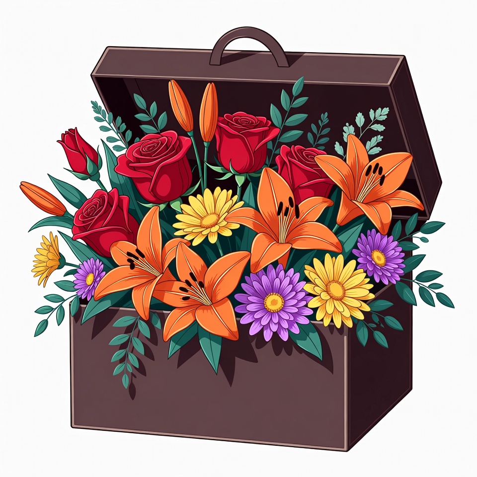 Open Suitcase Filled with Flowers Open Suitcase Filled with Flowers