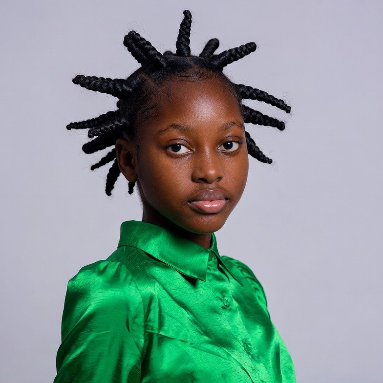 African girl with spiked cornrows African girl with spiked cornrows