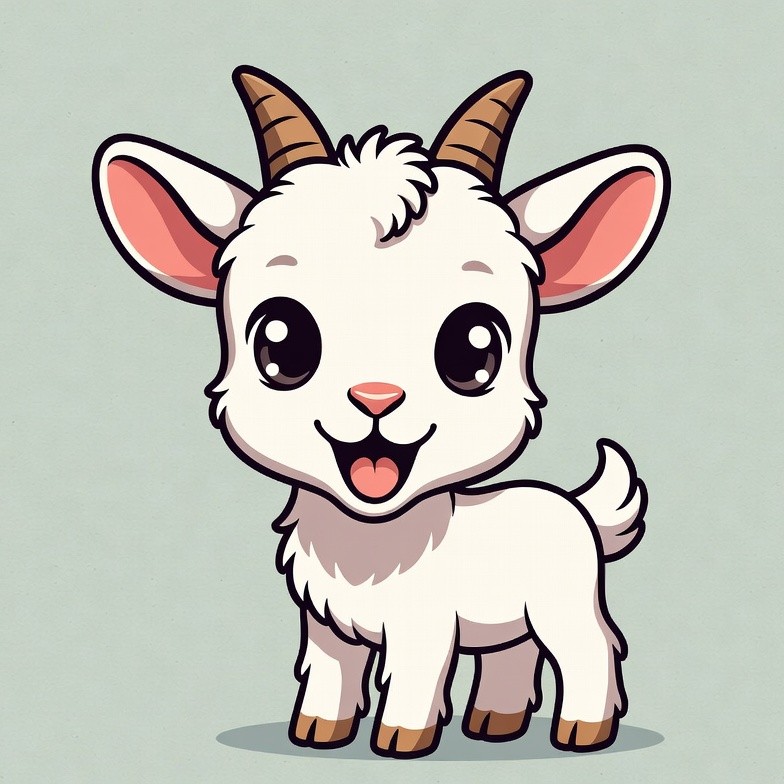 Cute cartoon baby goat smiling Cute cartoon baby goat smiling