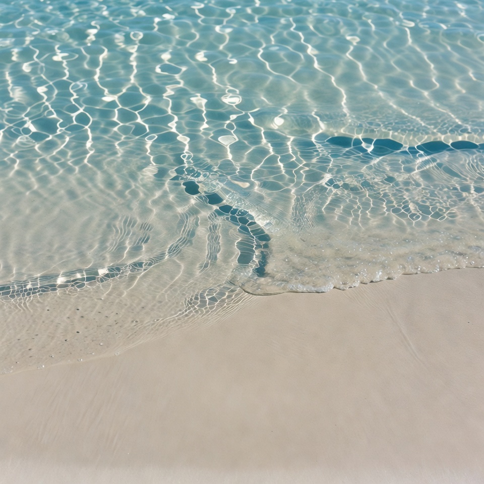 Clear turquoise ocean waves on sandy beach Clear turquoise ocean waves on sandy beach
