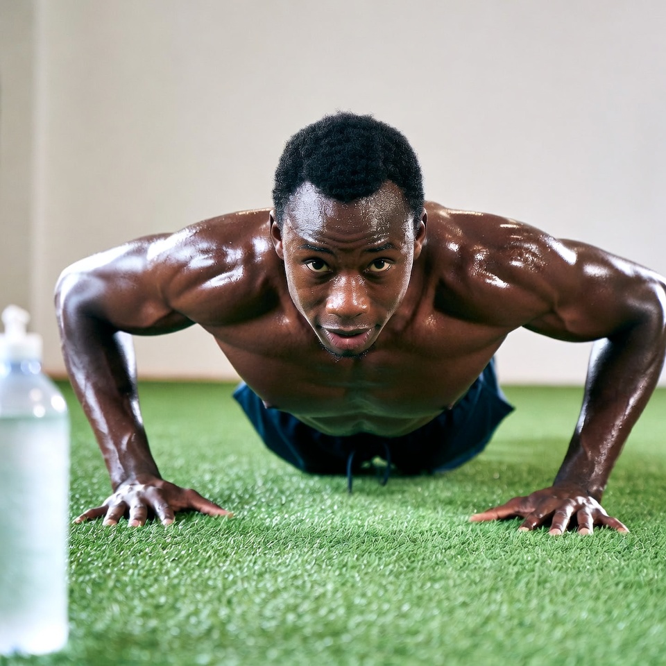 African-American man doing pushups African-American man doing pushups
