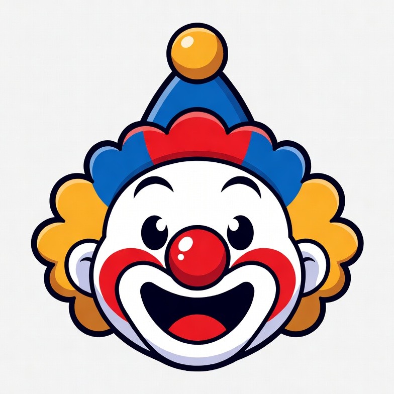 Cartoon Clown Smiling with Red Nose Cartoon Clown Smiling with Red Nose