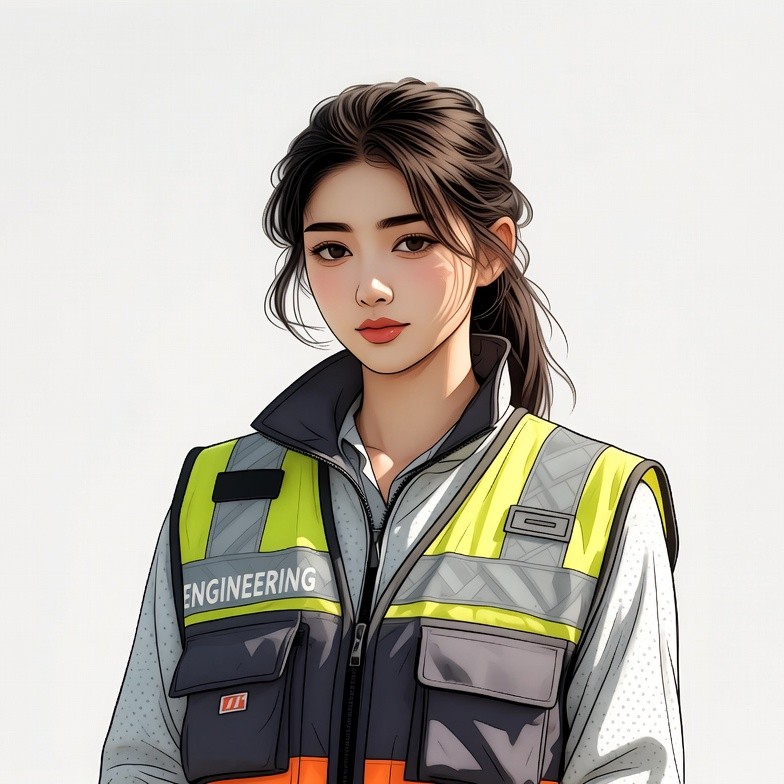 Asian woman in engineering vest Asian woman in engineering vest