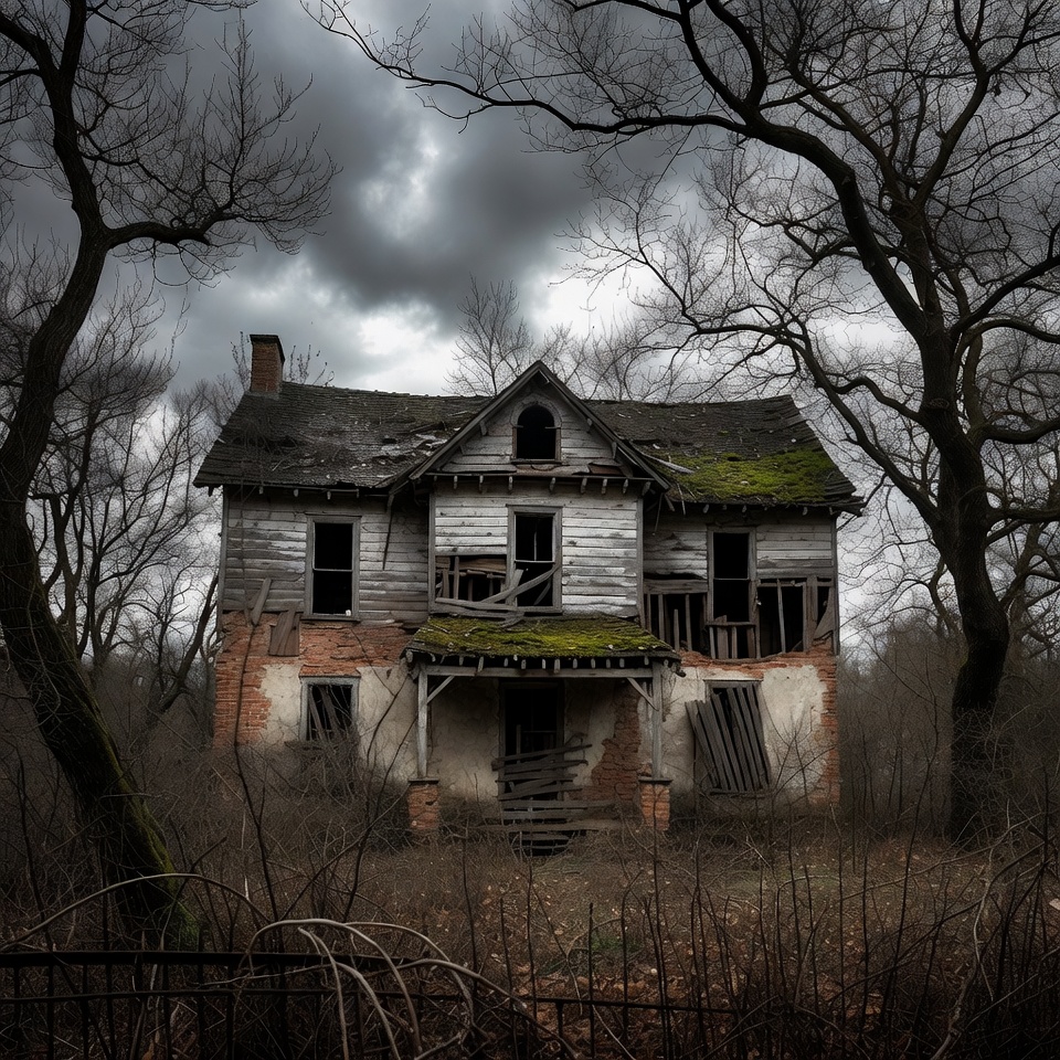 Abandoned haunted house in woods Abandoned haunted house in woods