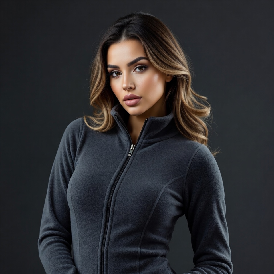 Woman in gray zip-up jacket Woman in gray zip-up jacket