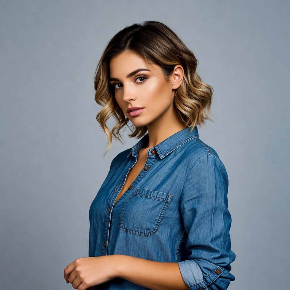 Woman with balayage bob haircut Woman with balayage bob haircut