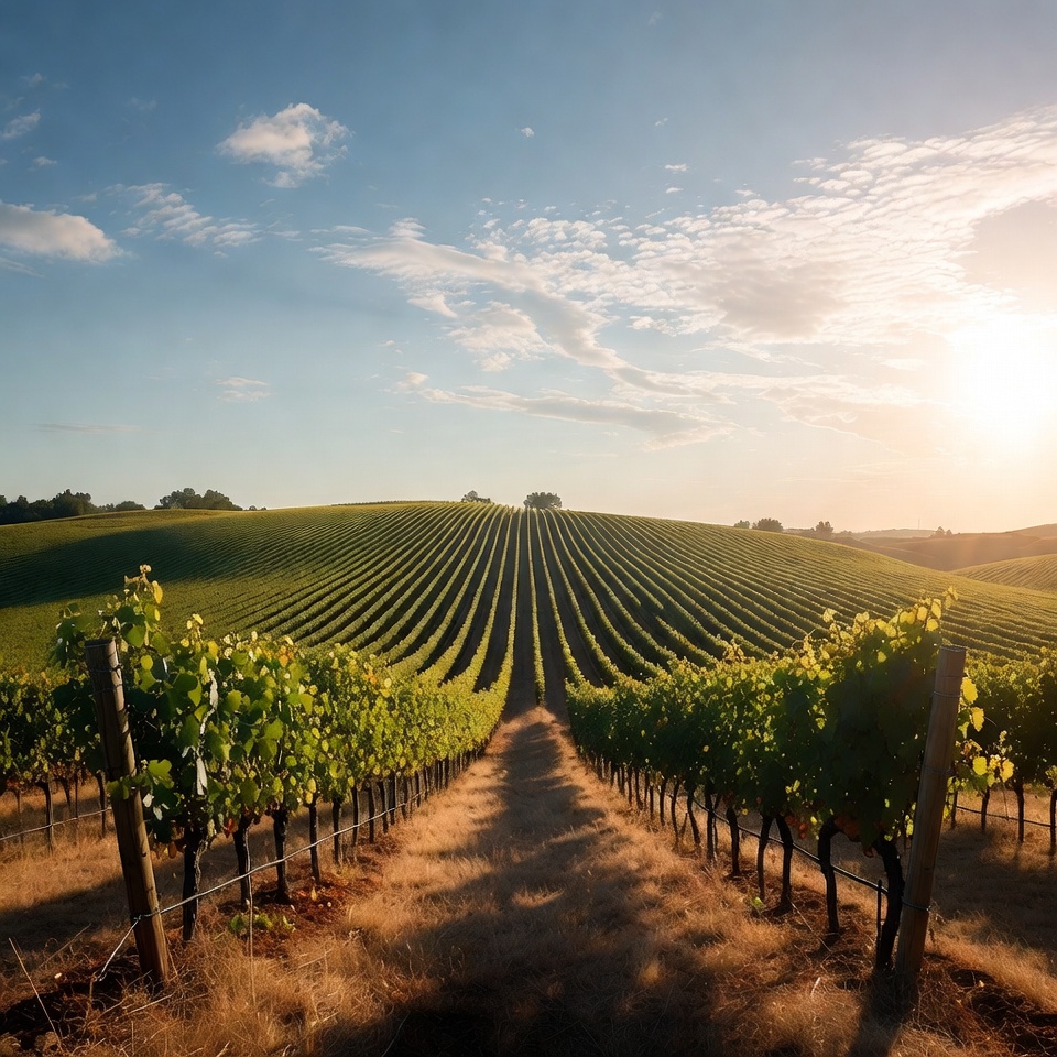 Vineyard Rows at Sunset Vineyard Rows at Sunset