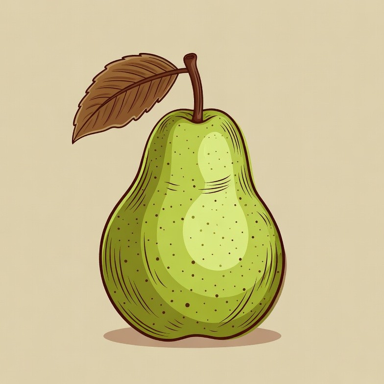 Green pear with leaf illustration Green pear with leaf illustration