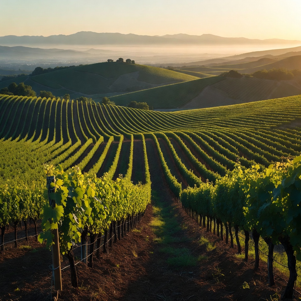 Vineyard Rows at Sunset Vineyard Rows at Sunset