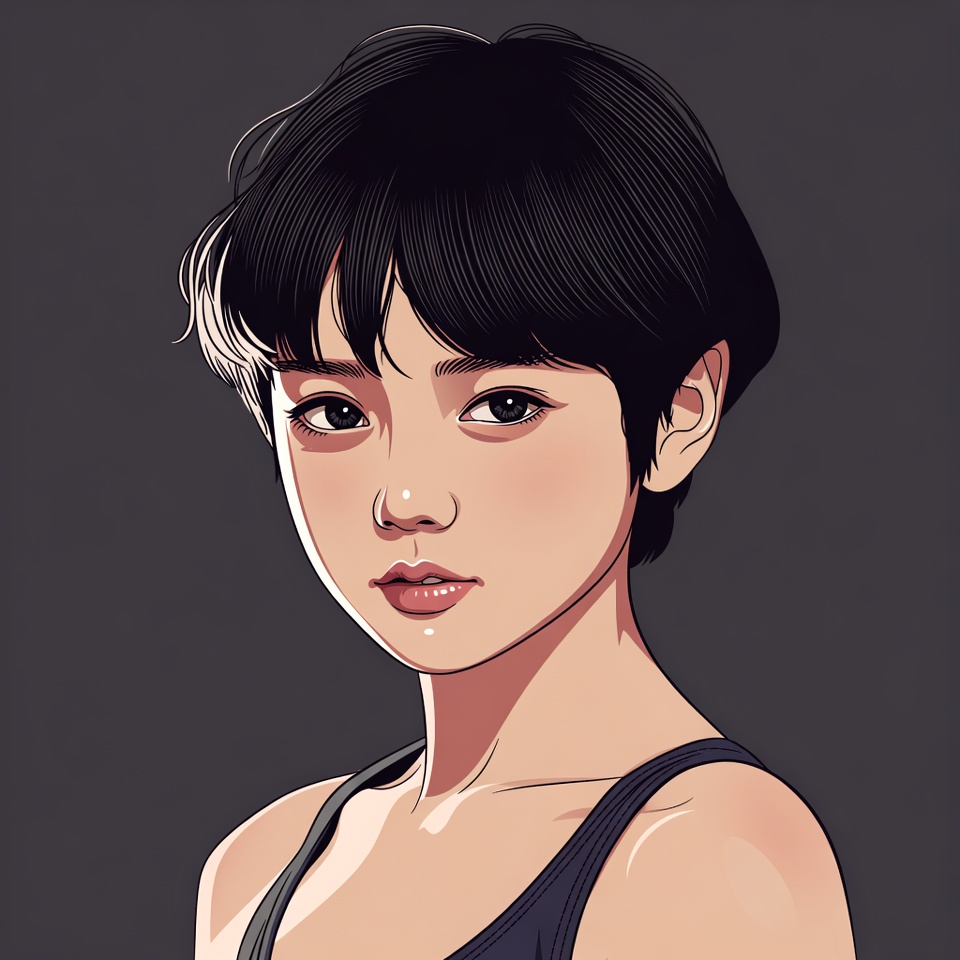 Asian girl with short black hair Asian girl with short black hair