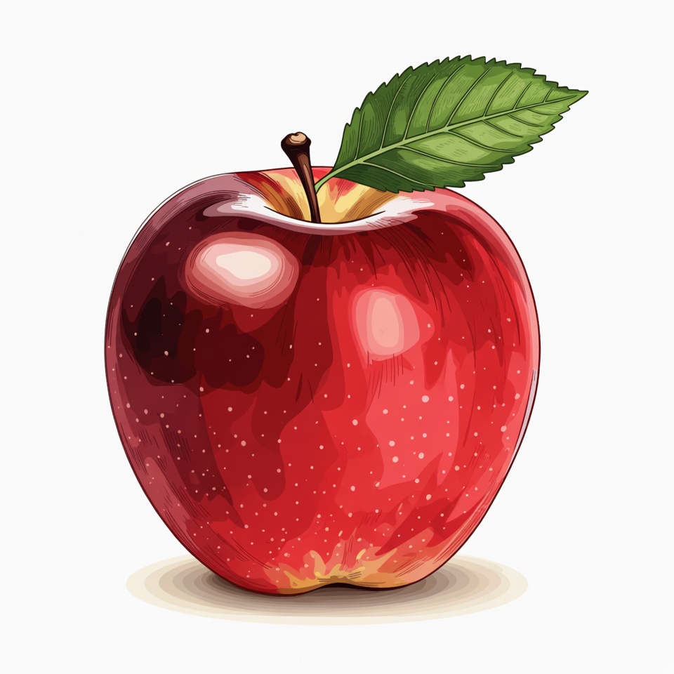 Red Apple with Green Leaf Red Apple with Green Leaf