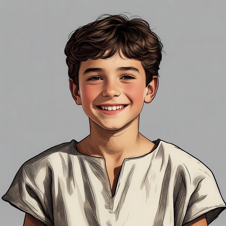Smiling boy in tunic illustration Smiling boy in tunic illustration