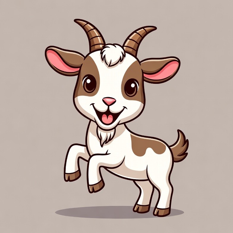 Cute cartoon baby goat smiling Cute cartoon baby goat smiling