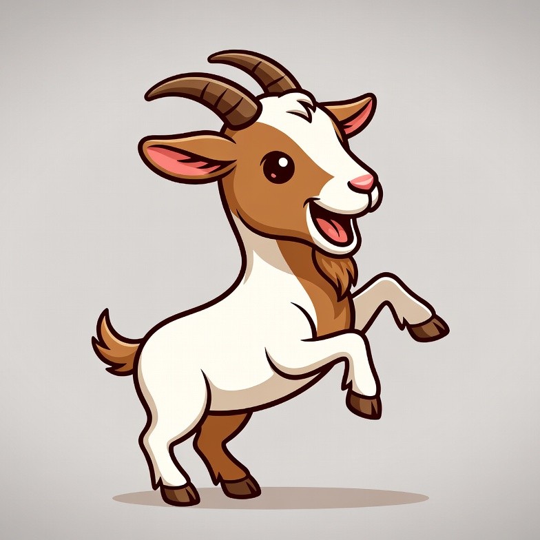 Cute cartoon goat standing on hind legs Cute cartoon goat standing on hind legs
