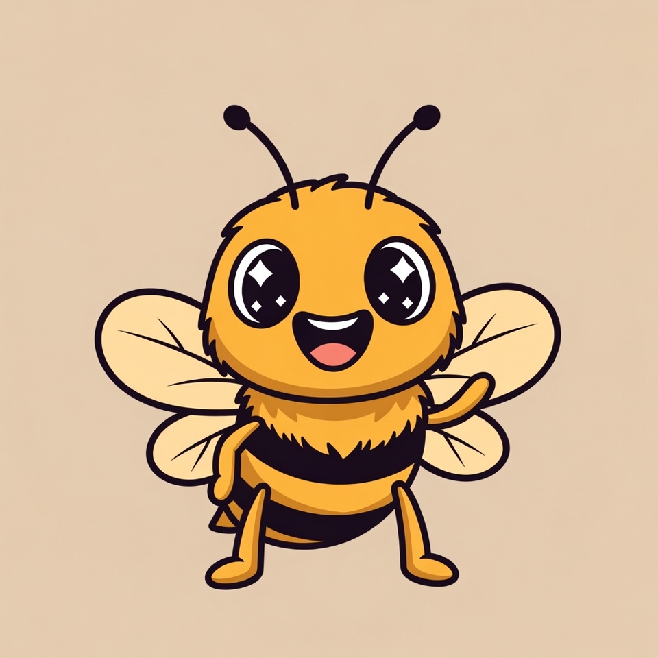 Cute cartoon bee waving Cute cartoon bee waving