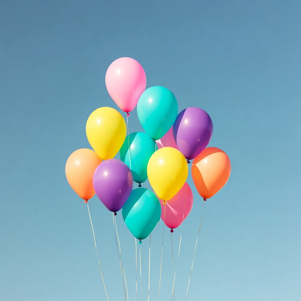 Colorful Balloons Floating Against Blue Sky Colorful Balloons Floating Against Blue Sky
