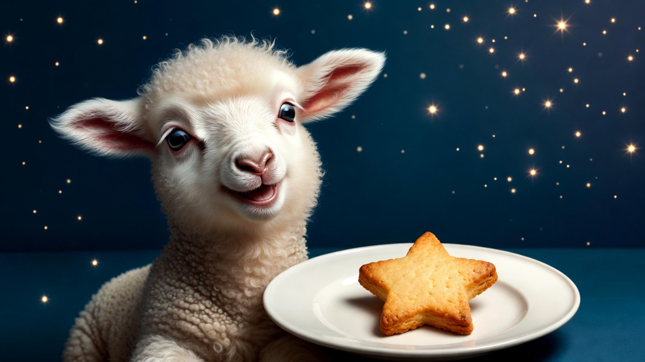 Cute lamb holding star cookie Cute lamb holding star cookie