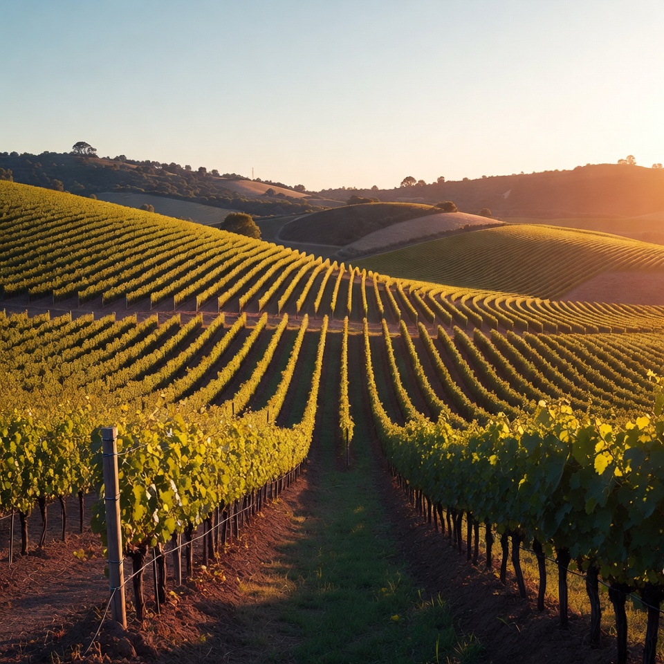 Vineyard Rows at Sunset Vineyard Rows at Sunset
