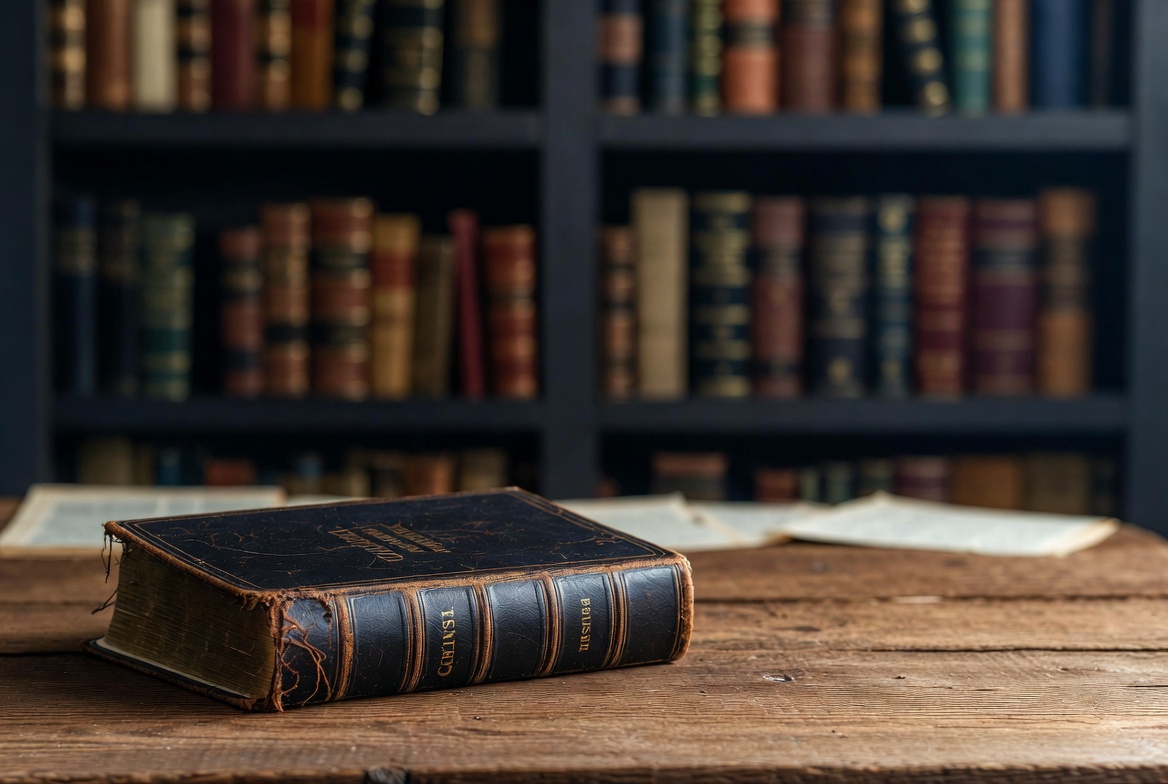 Open antique Bible on wooden table Open antique Bible on wooden table