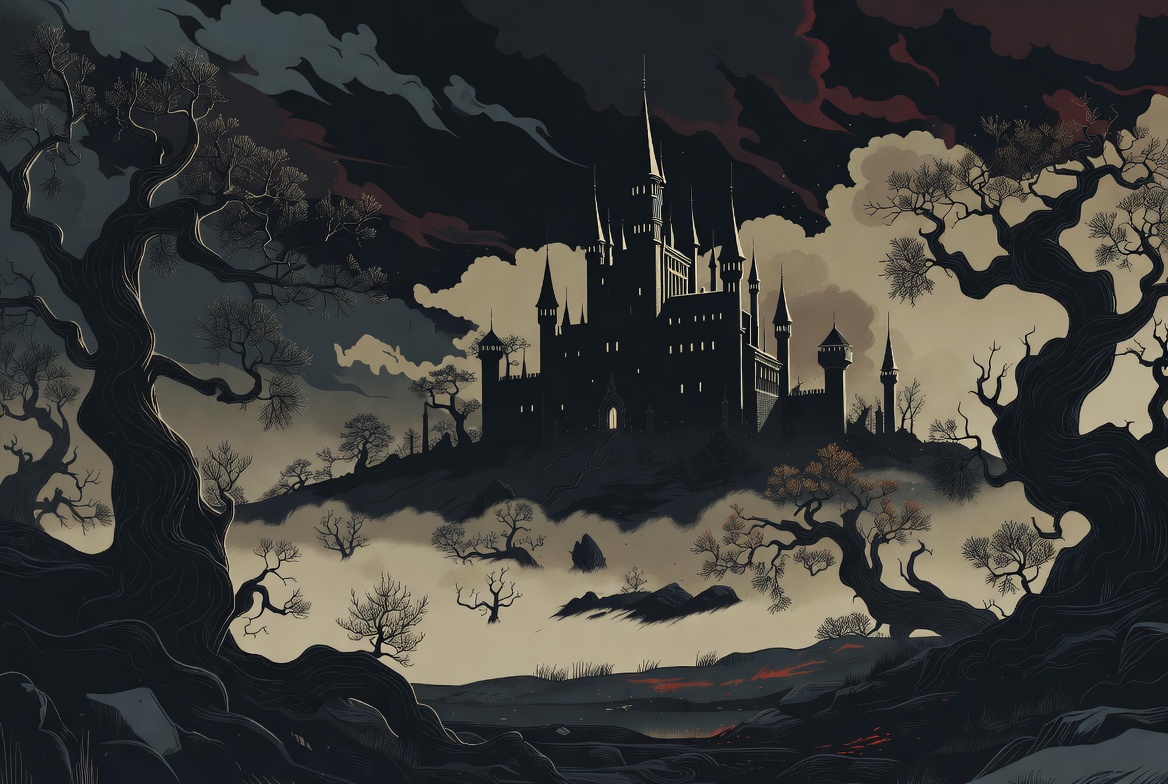 Dark Gothic Castle on Misty Mountain Dark Gothic Castle on Misty Mountain