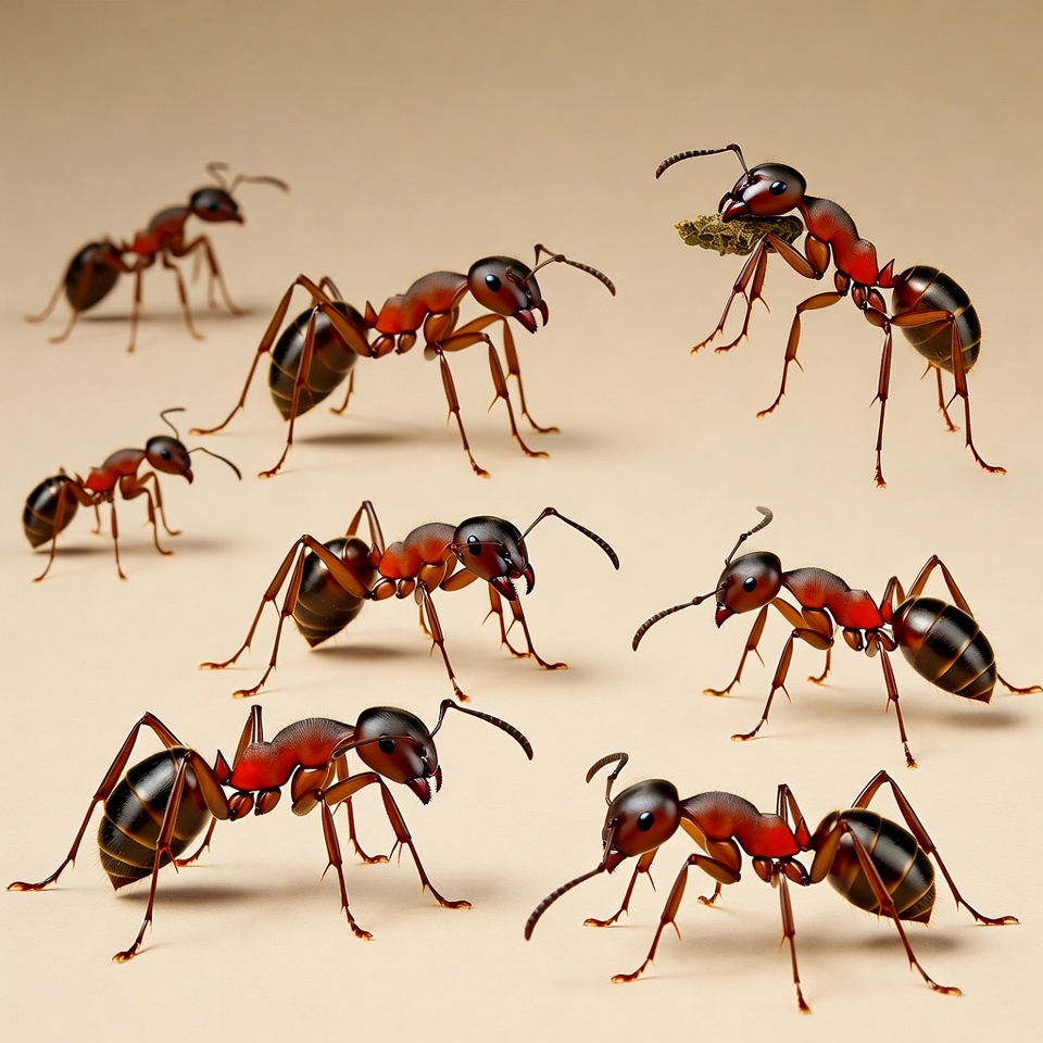 Group of red ants on beige background Group of red ants on beige background