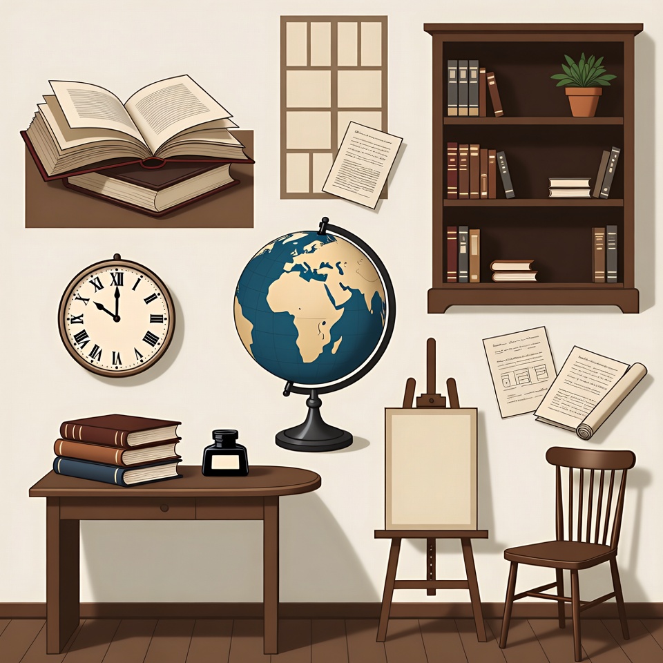 Cozy Wooden Study Room Illustration Cozy Wooden Study Room Illustration