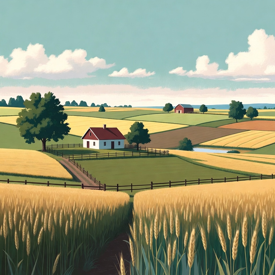 White house in wheat fields White house in wheat fields