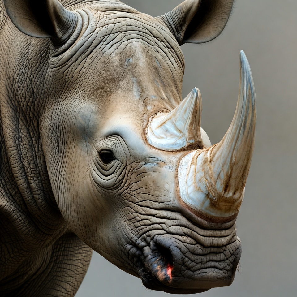 Close-up white rhinoceros head Close-up white rhinoceros head