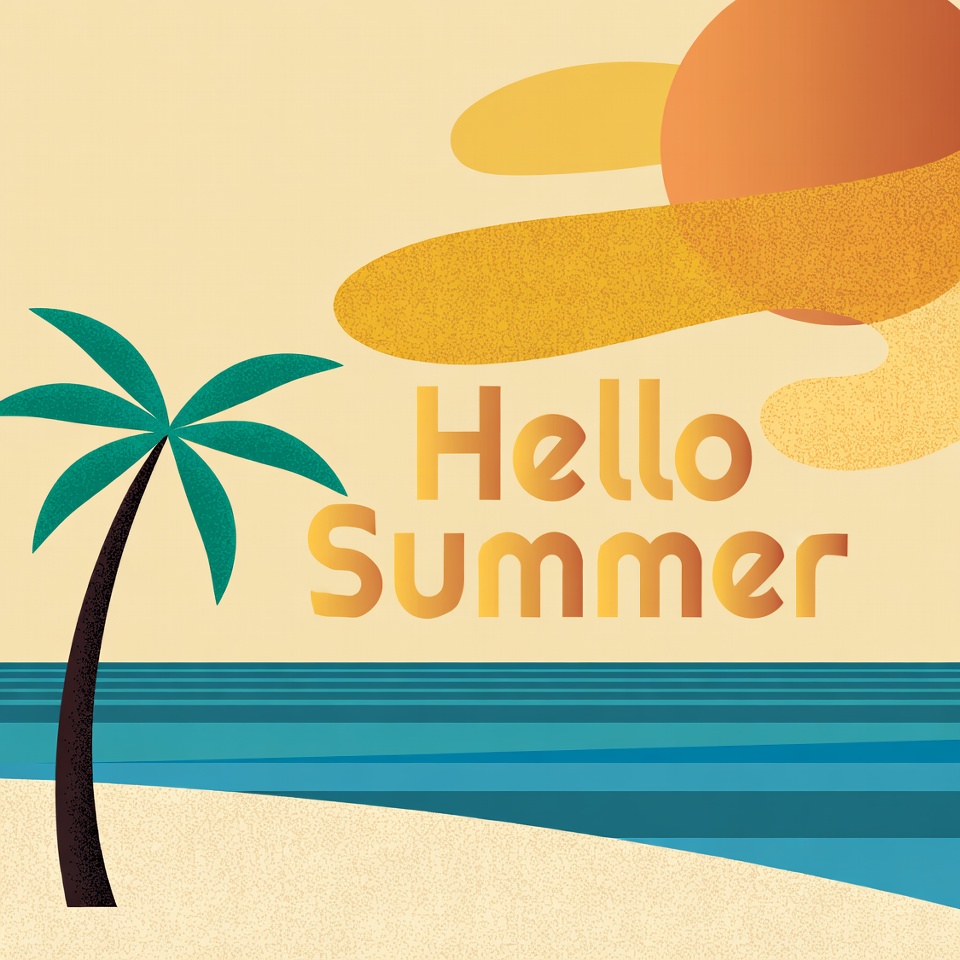Hello Summer Palm Tree Illustration Hello Summer Palm Tree Illustration