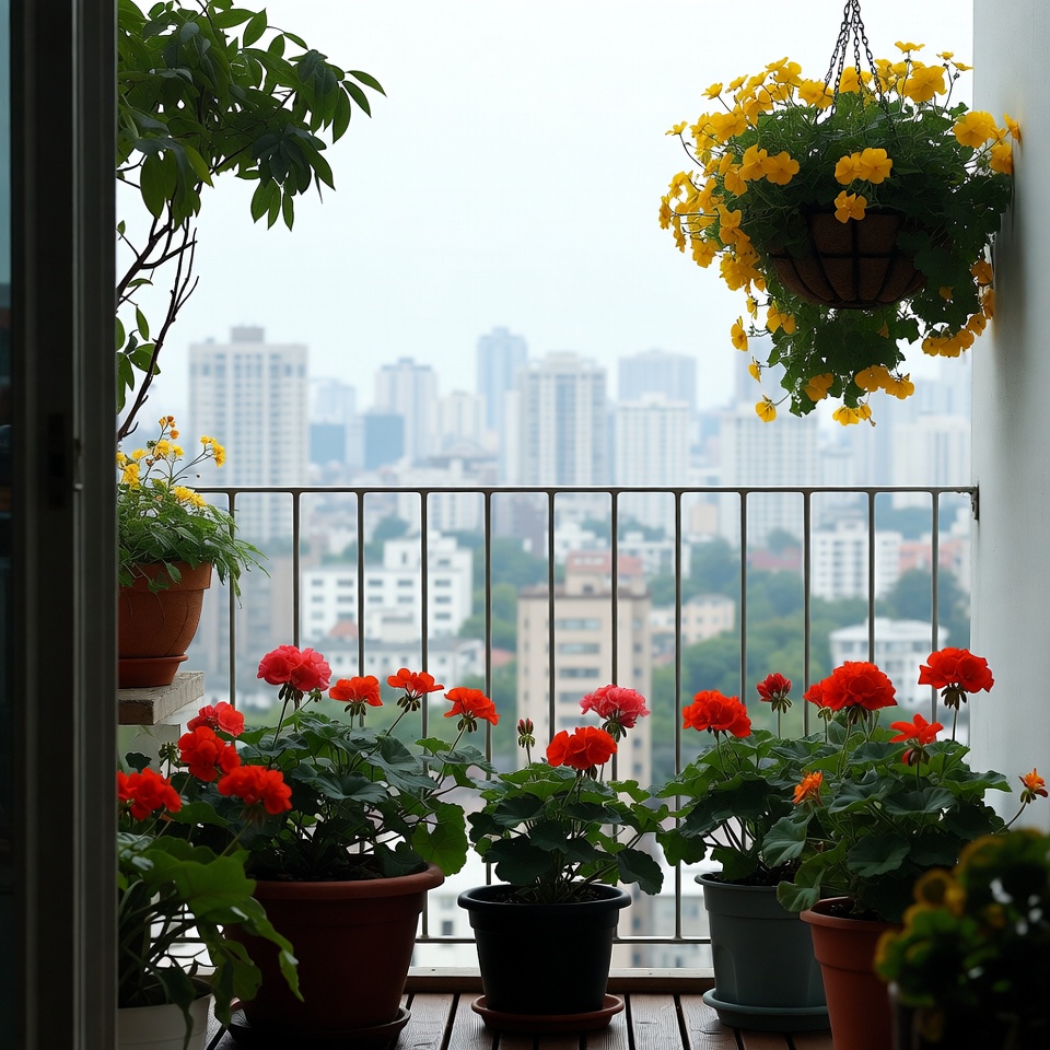 Balcony Garden with City Skyline View Balcony Garden with City Skyline View