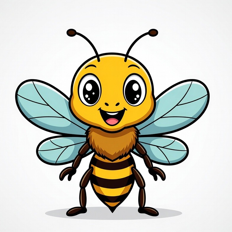 Cute cartoon smiling bee Cute cartoon smiling bee