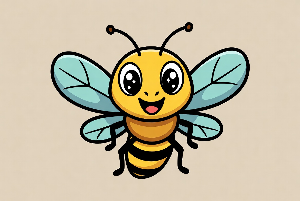 Cute cartoon yellow bee smiling Cute cartoon yellow bee smiling