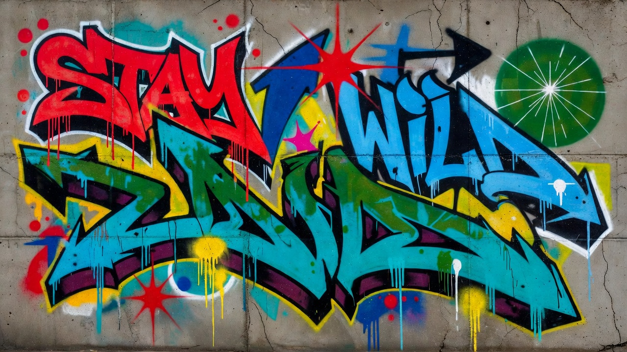 Stay Wild Graffiti on Wall Stay Wild Graffiti on Wall