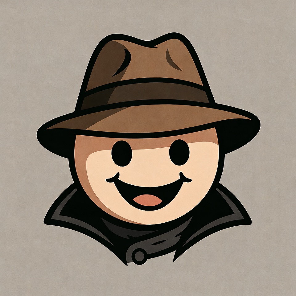 Cartoon detective smiling with fedora Cartoon detective smiling with fedora