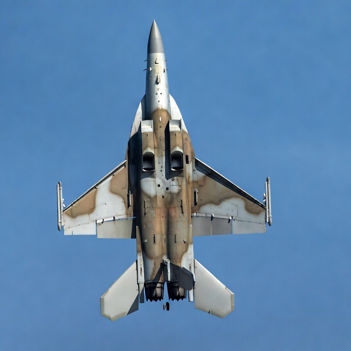 MiG-29 fighter jet flying overhead MiG-29 fighter jet flying overhead