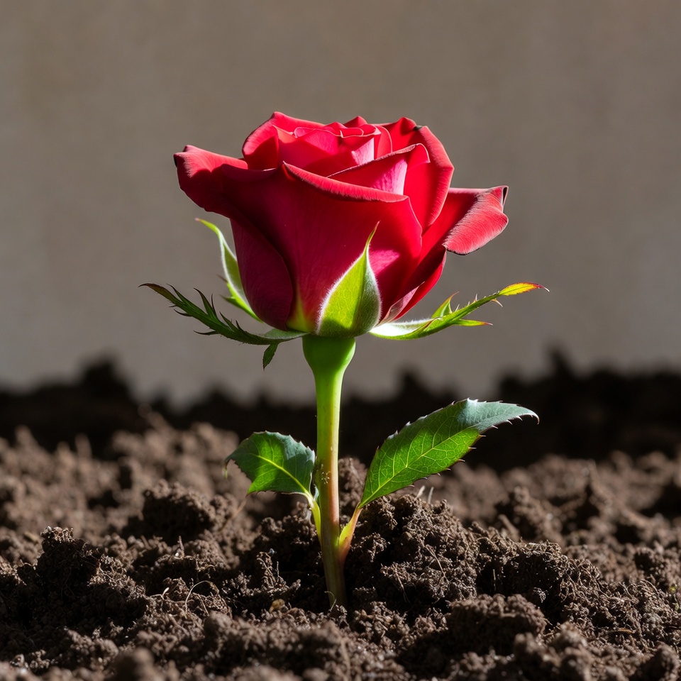 Red Rose in Soil Red Rose in Soil